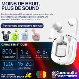 Écouteurs Blueatooth sans fil BT30 TWS: Son clair et design transparent