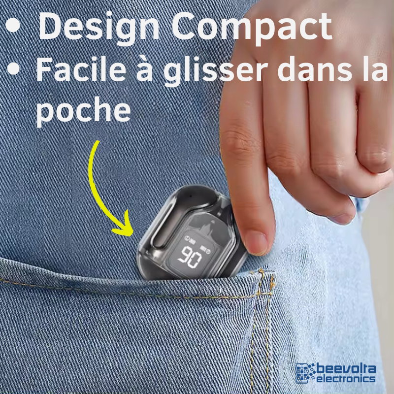 Écouteurs Blueatooth sans fil BT30 TWS: Son clair et design transparent_5