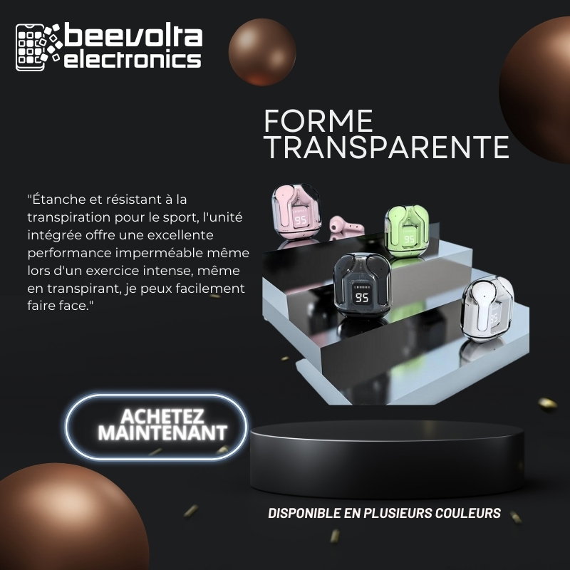 Écouteurs Blueatooth sans fil BT30 TWS: Son clair et design transparent_4