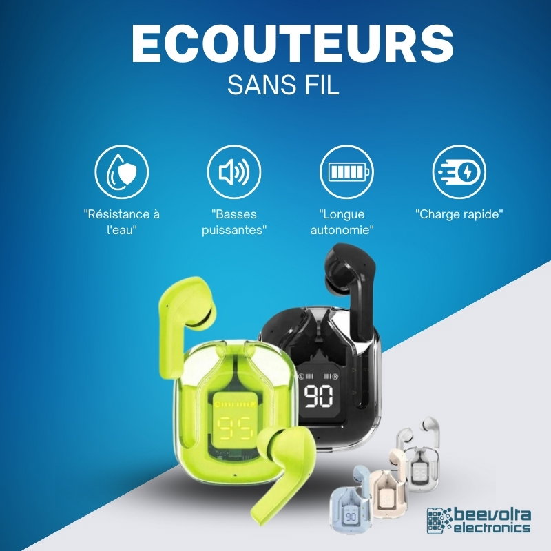 Écouteurs Blueatooth sans fil BT30 TWS: Son clair et design transparent_2