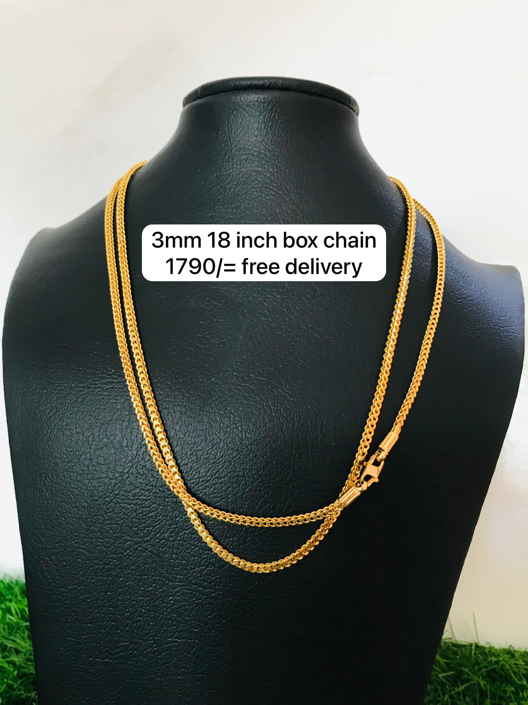Gold Plated 3mm 18/24 Inches Box Chain _1