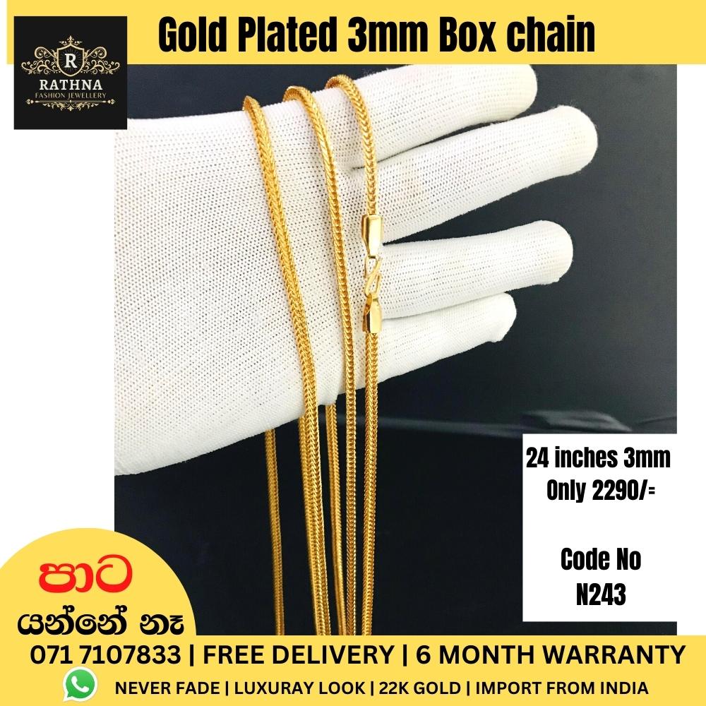 Gold Plated 3mm 24 Inches Dragon Box Chain_0