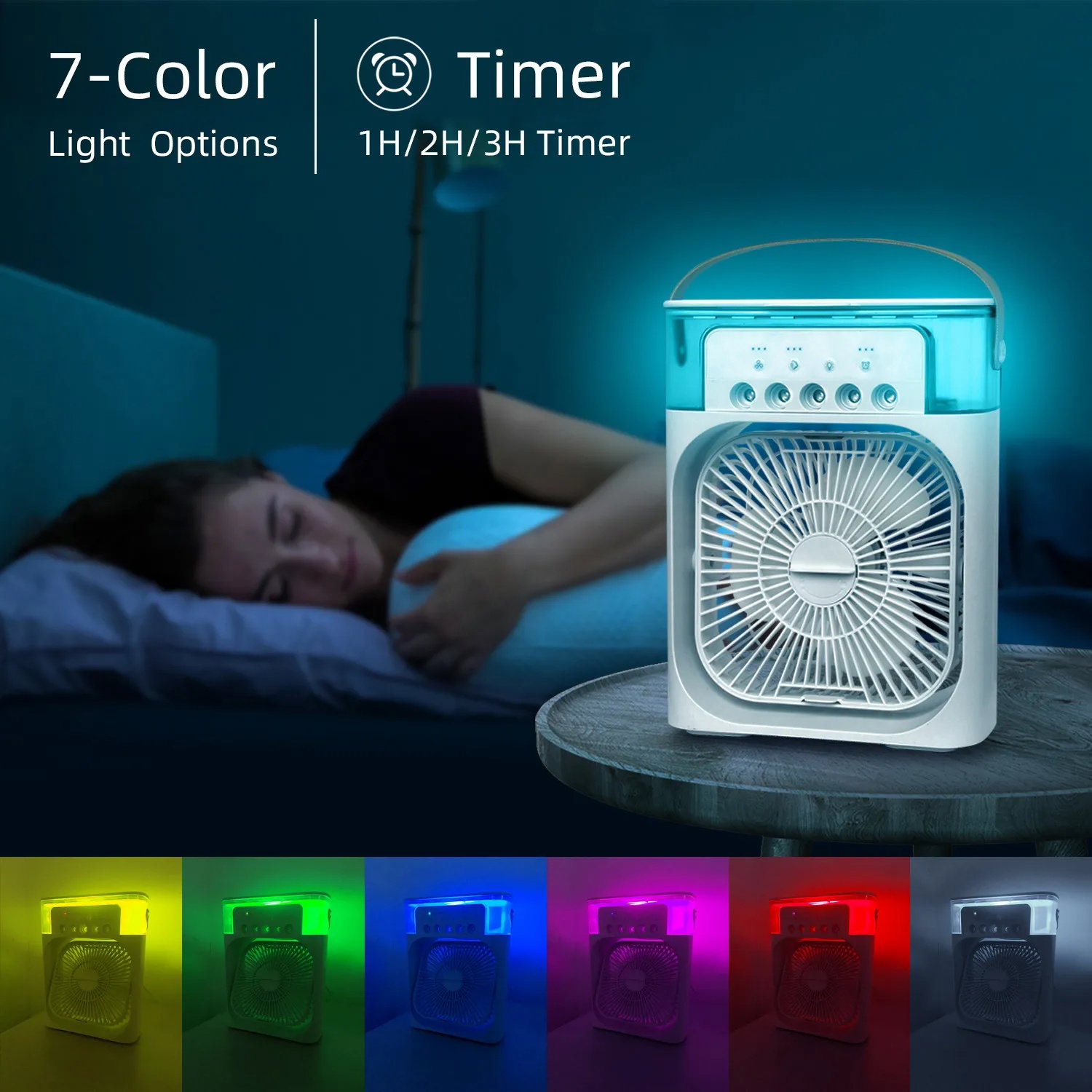 Mini Climatiseur Portable Silencieux 4 en 1 avec Humidificateur d'Air - Rafraîchisseur USB pour Bureau ou Chambre_2