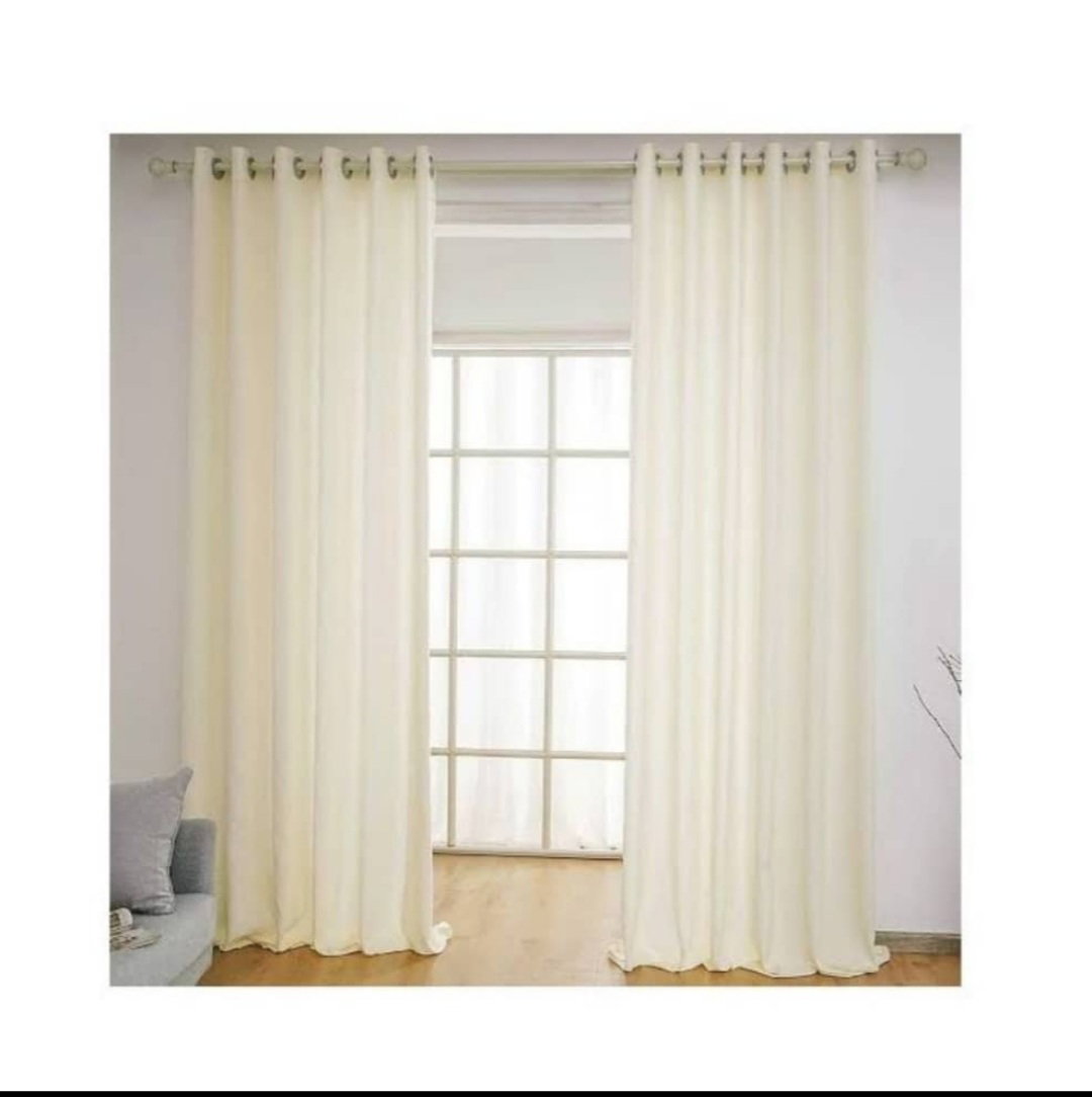 a pair of cream curtain nets (2*2.5)m_0