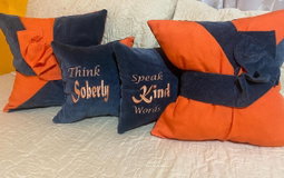 4 set embroidery and plain cushions 