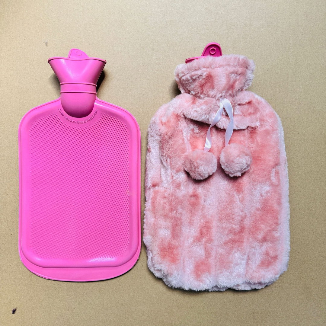 Hot Water Bottle with Fur Fleece Cover