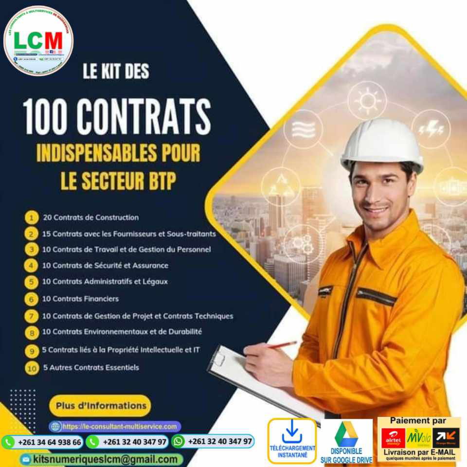 Le Kit des 100 Modèles de Contrats indispensables pour le Secteur BTP_0
