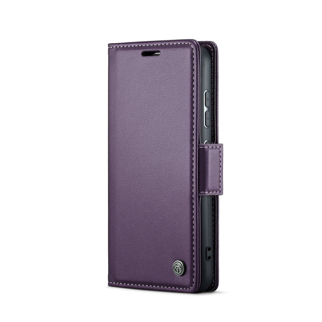 For Samsung Galaxy S24 CaseMe 023 Butterfly Buckle Litchi Texture RFID Anti-theft Leather Phone Case(Pearly Purple)