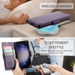 For Samsung Galaxy S24 CaseMe 023 Butterfly Buckle Litchi Texture RFID Anti-theft Leather Phone Case(Pearly Purple)