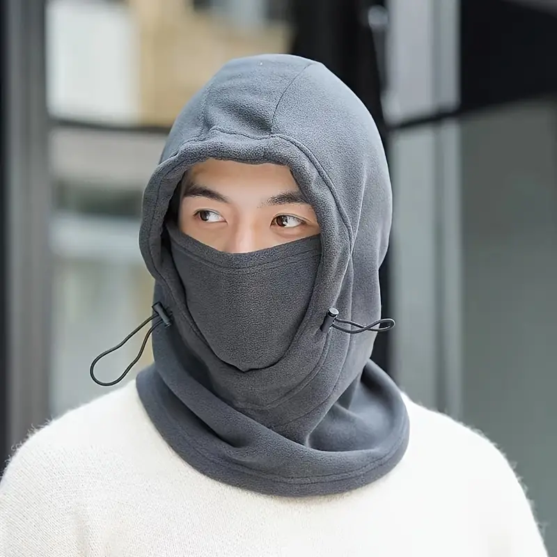 Men's Windproof Fleece Balaclava with Ear Protection – Winter Riding Hat_2