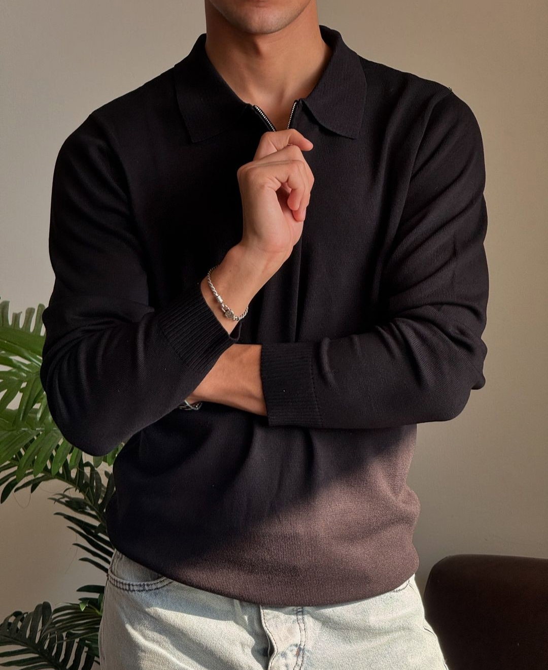 Zipper sweater black