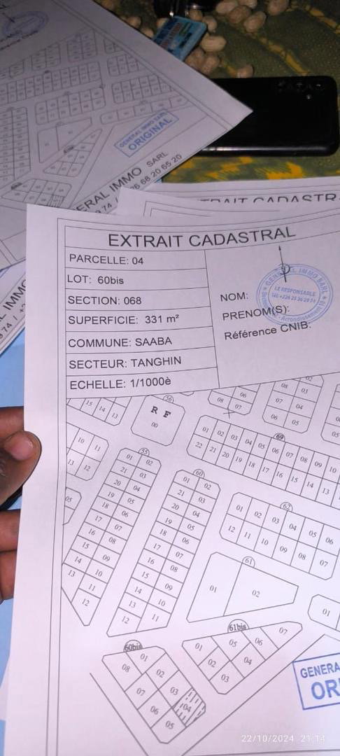 Parcelle de Saaba tanghin 331m2