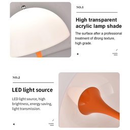 USB Charging Mushroom Desk Lamp Touch Eye Protection Bedroom Bedside Lamp White