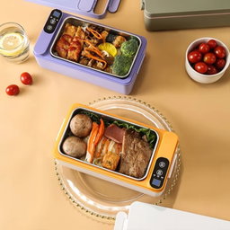 1000ml Wireless Heating Lunch Box USB Rechargeable Bento Box English Version Yellow