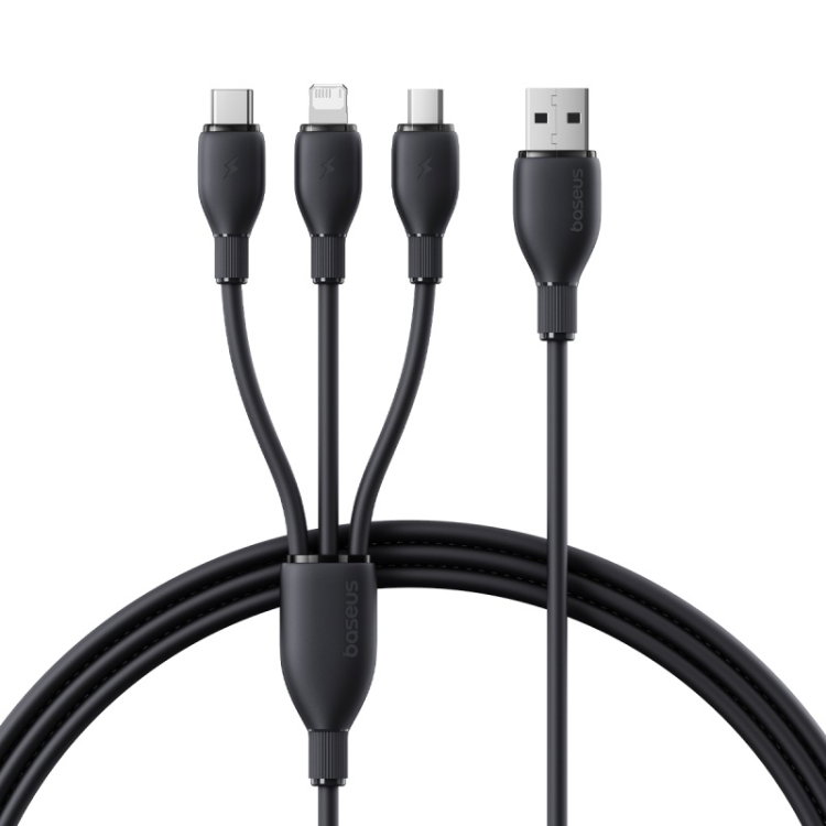Baseus 1.3m Ultra-Fast 3 in 1 3.5A Fast Charging Cable(Black)_0