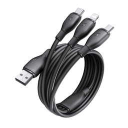 Baseus 1.3m Ultra-Fast 3 in 1 3.5A Fast Charging Cable(Black)