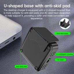 240W GaN 6-Ports USB-C / Type-C Multi Sharing Desktop Charger, Plug:UK Plug Grey