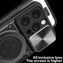 For iPhone 16 Pro CD Texture Sliding Camshield Magnetic Holder Phone Case Purple