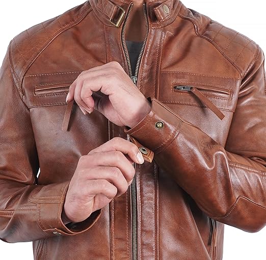 Leather Jackets for Men Fashion - Quilted Shoulders Mens Leather Jacket_2