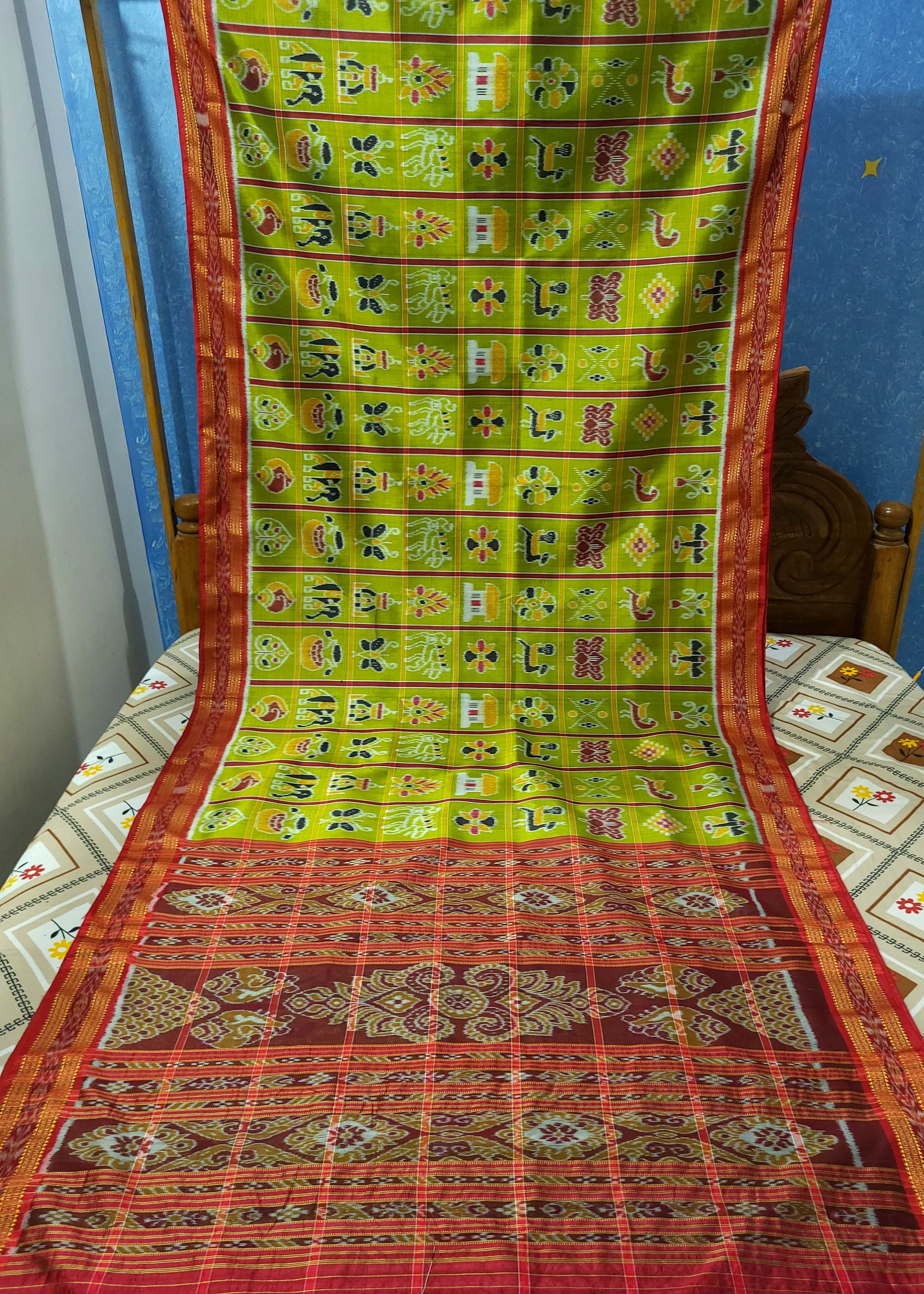Sambalpuri Original Khandua Mulbery Pata Saree Green Multy Color NABAKOTHI _0