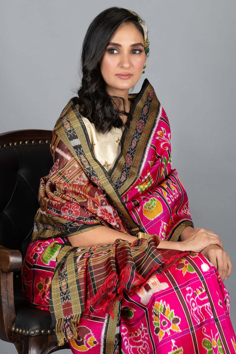 Sambalpuri Original Khandua Mulbery Pata Saree  Multy Color NABAKOTHI _5