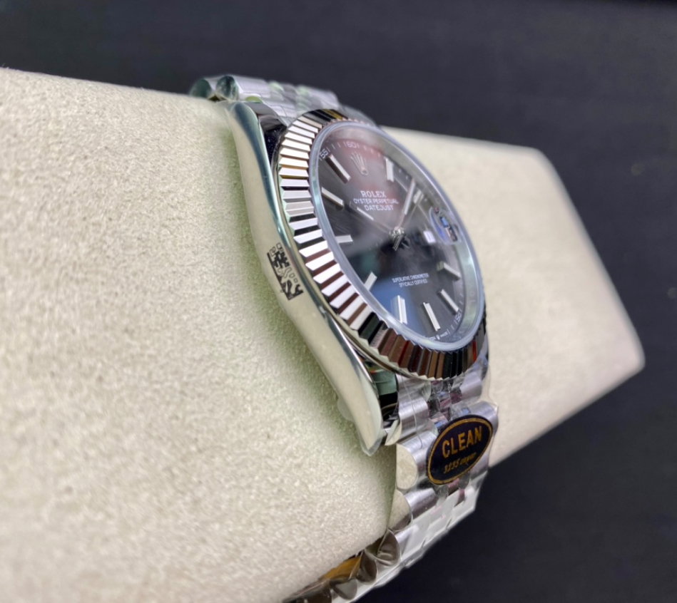 Super Clone Datejust 41 Black Baton Dial_2