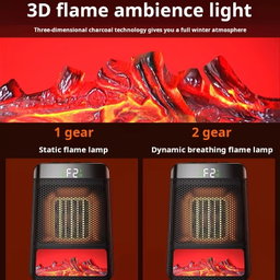 Desktop PTC Heater Dynamic Flame Light Warmer UK Plug 