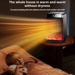 Desktop PTC Heater Dynamic Flame Light Warmer UK Plug 