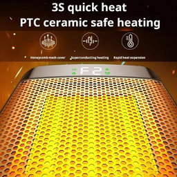 Desktop PTC Heater Dynamic Flame Light Warmer UK Plug 