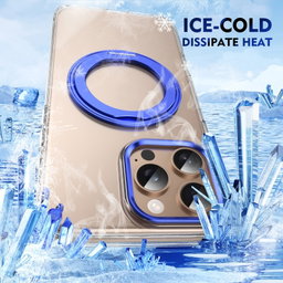 For iPhone 16 Pro Max Ice-Cold Rotating Ring Holder PC MagSafe Phone Case Blue