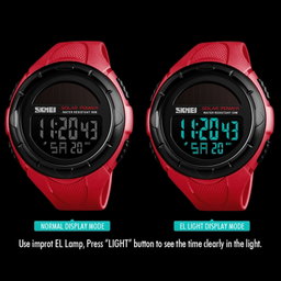  Fashion Solar Power Outdoor Sports Watch Multifunctional 50m Waterproof Men Digital Watch(Black)