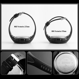  Fashion Solar Power Outdoor Sports Watch Multifunctional 50m Waterproof Men Digital Watch(Black)