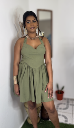 Green Halter Neck Dress
