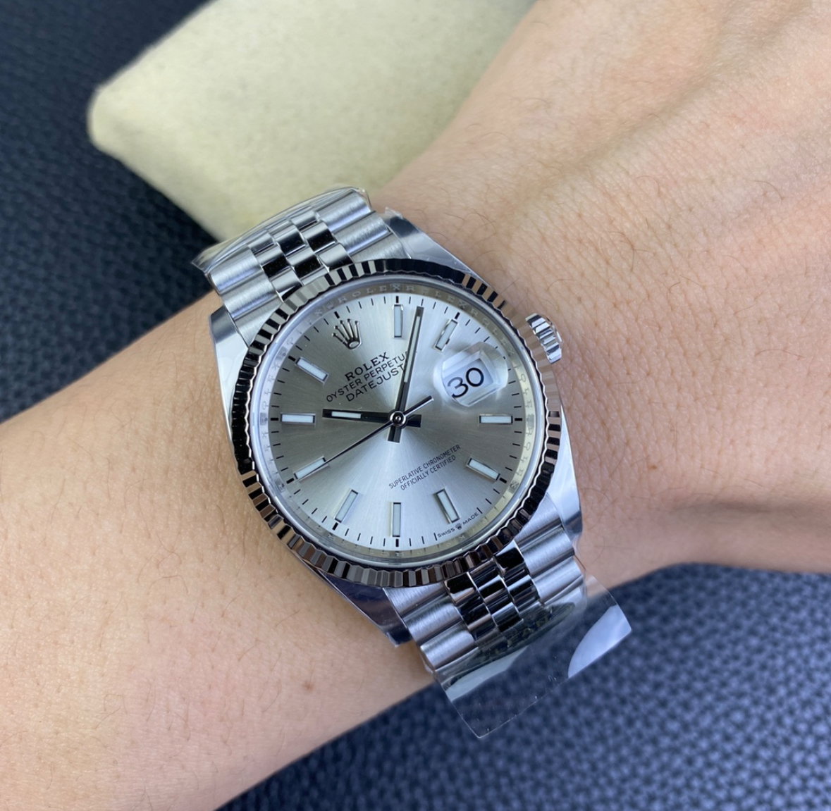 Super Clone Datejust 36 Silver Baton Dial_9