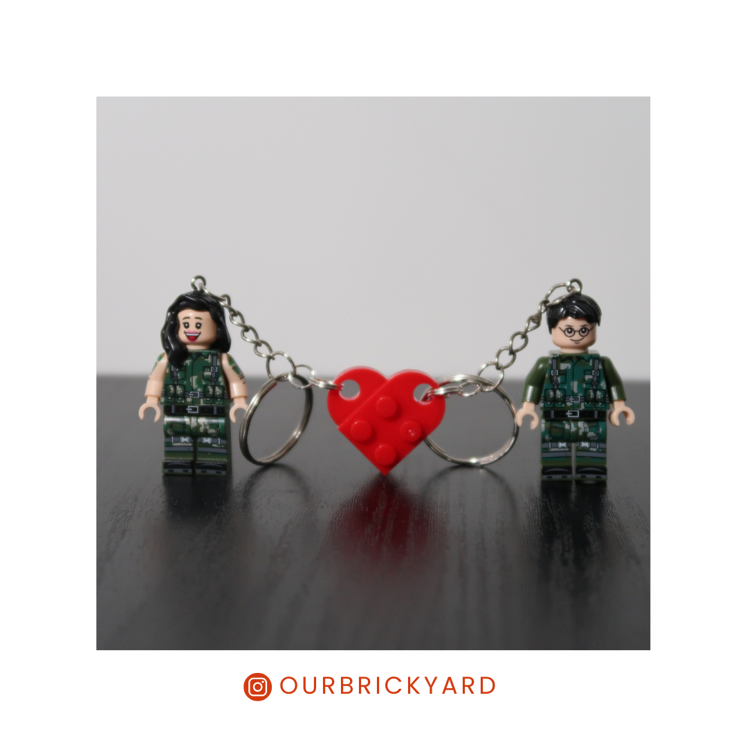 Couple Keychain with half a heart