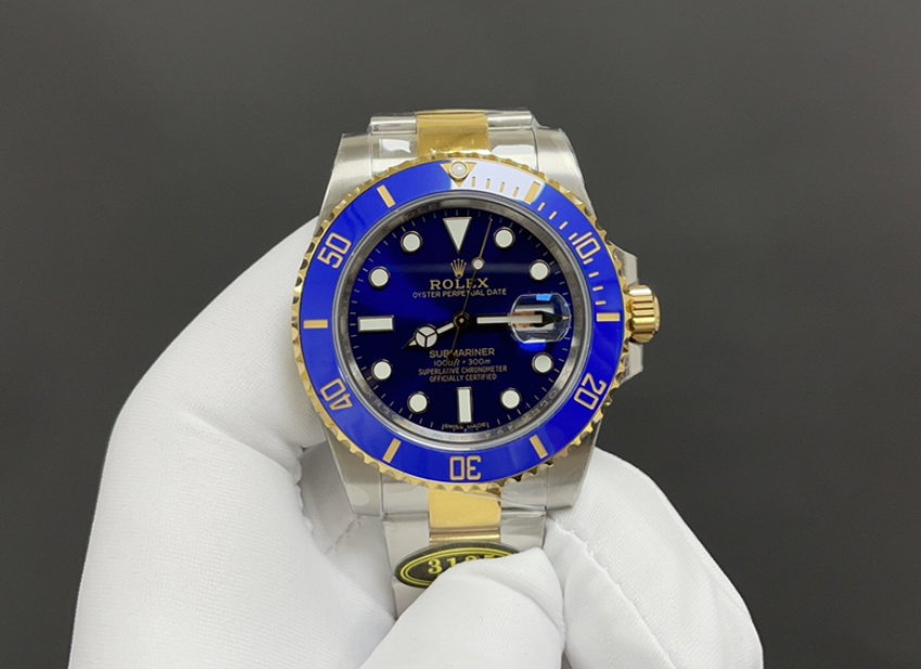 Super Clone Submariner Date Blue Dial Steal Gold Oyster Bracelet - 3235 Movement
