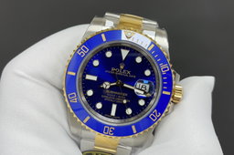 Super Clone Submariner Date Blue Dial Steal Gold Oyster Bracelet - 3235 Movement