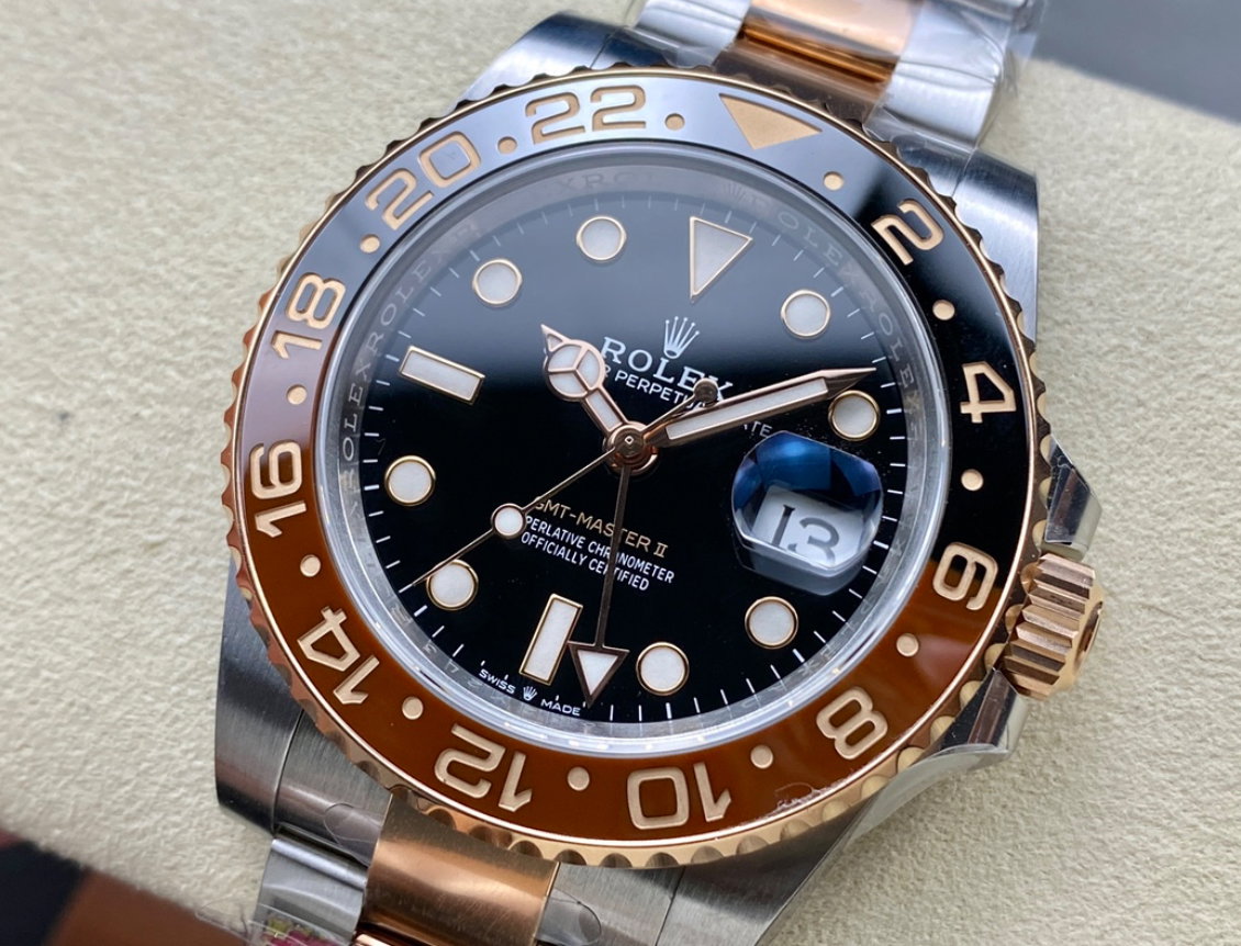Super Clone GMT-Master II “Root-Beer” Rose Gold & SS 126711_13