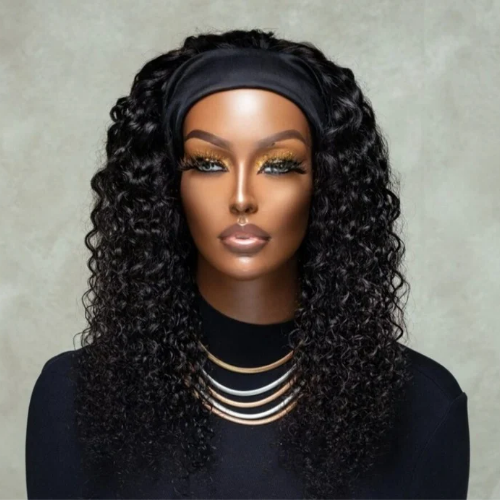 Human hair headband wig Deep wave