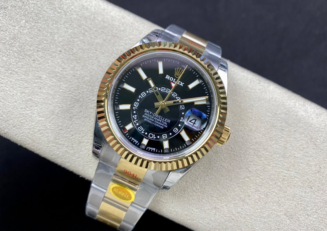 Super Clone Sky-Dweller 42MM Two-Tone Gold & Steel, Black Dial, Oyster_3
