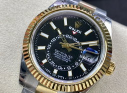 Super Clone Sky-Dweller 42MM Two-Tone Gold & Steel, Black Dial, Oyster