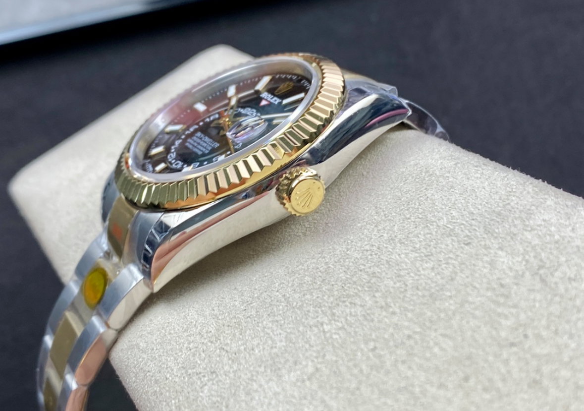 Super Clone Sky-Dweller 42MM Two-Tone Gold & Steel, Black Dial, Oyster_5
