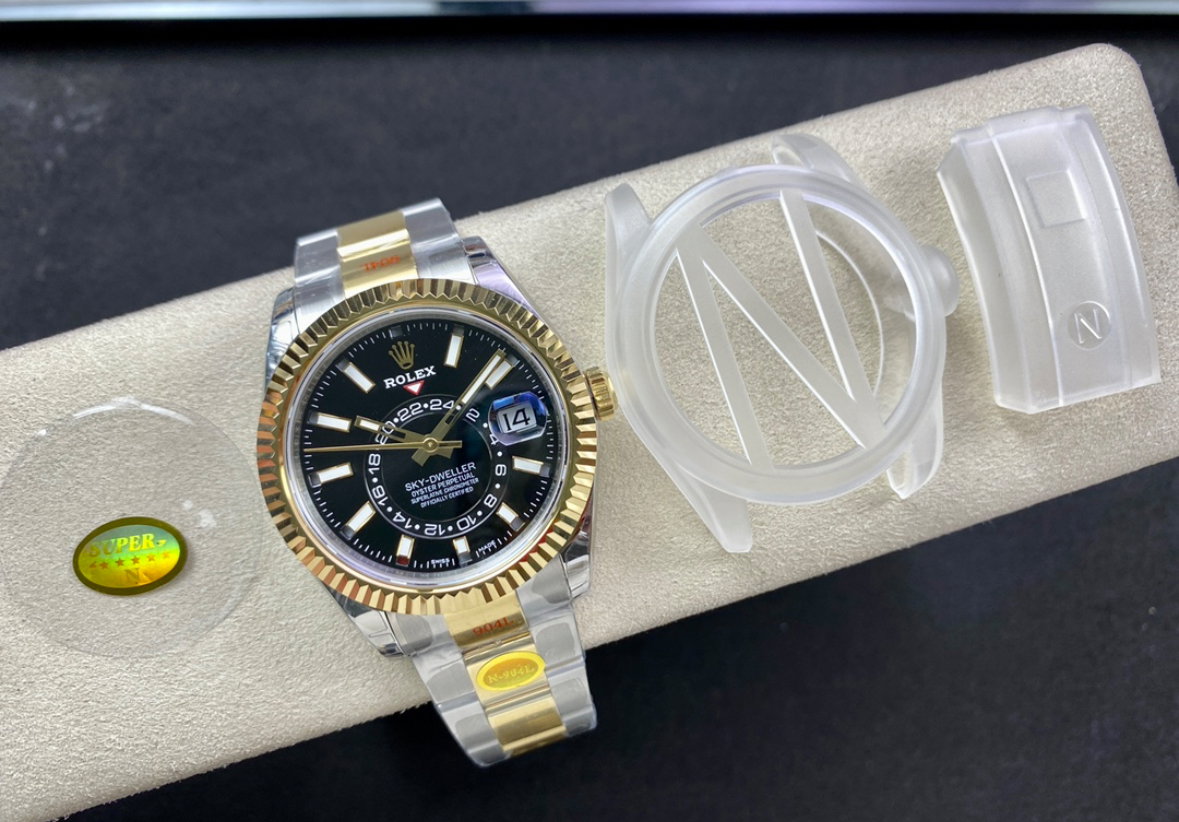 Super Clone Sky-Dweller 42MM Two-Tone Gold & Steel, Black Dial, Oyster_8