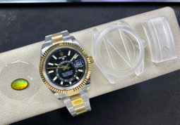 Super Clone Sky-Dweller 42MM Two-Tone Gold & Steel, Black Dial, Oyster