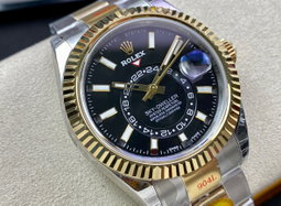 Super Clone Sky-Dweller 42MM Two-Tone Gold & Steel, Black Dial, Oyster