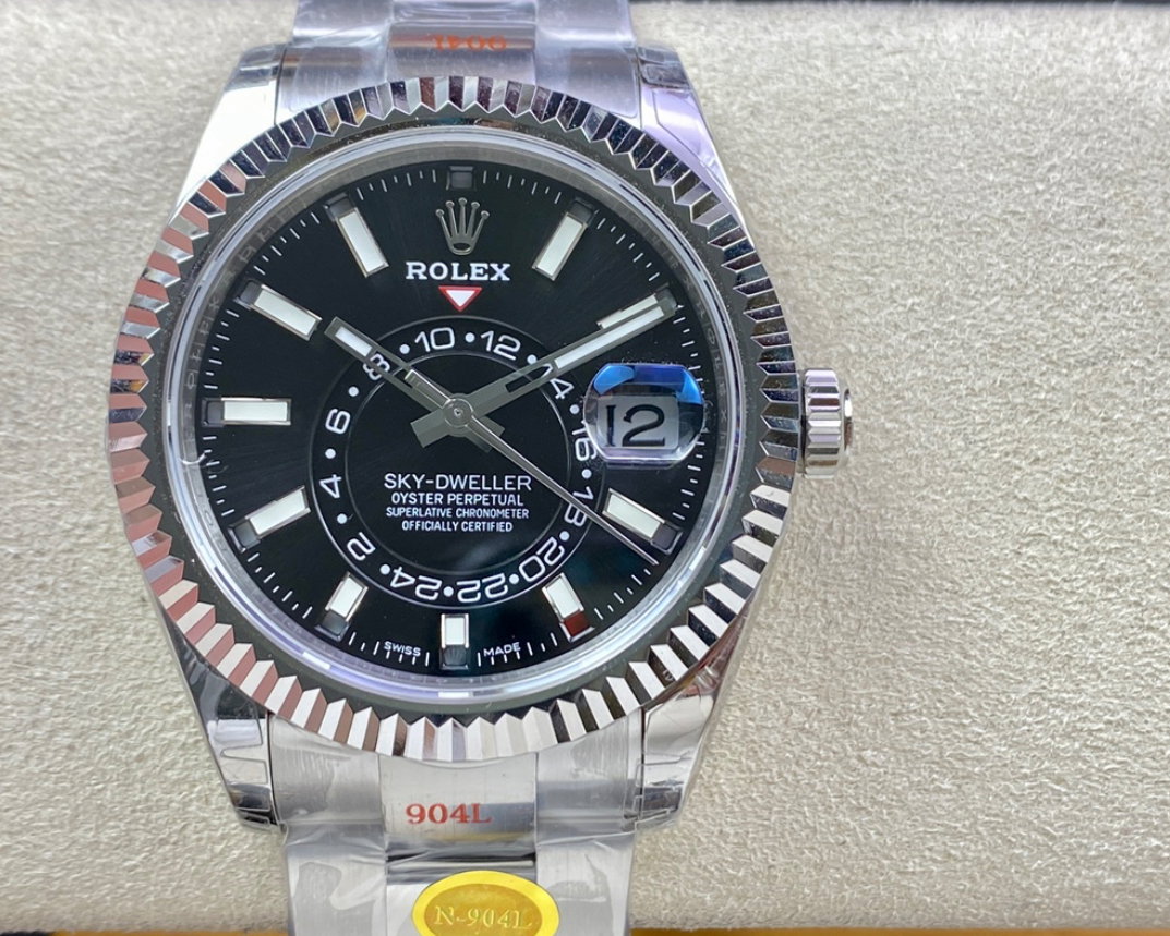 Super Clone Sky-Dweller 42MM Stainless Steel, Black Dial, Oyster