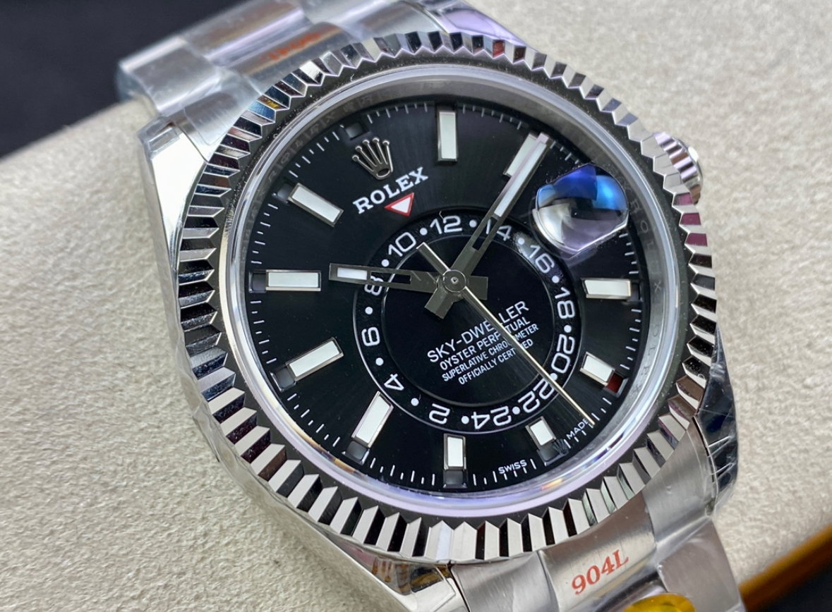 Super Clone Sky-Dweller 42MM Stainless Steel, Black Dial, Oyster_1