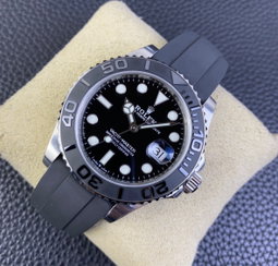 Super Clone Yacht-Master 42mm 226659 Best Edition Black Dial 3D Black Ceramic Bezel on Black Oysterflex Strap
