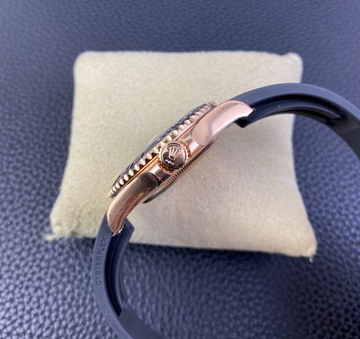 Super Clone Yatch-Master 126655 Rose Gold Case Black Dial 3D Ceramic Bezel on Oysterflex Strap_6