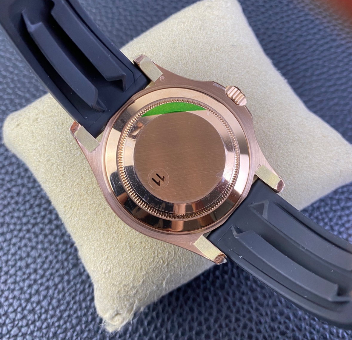 Super Clone Yatch-Master 126655 Rose Gold Case Black Dial 3D Ceramic Bezel on Oysterflex Strap_7